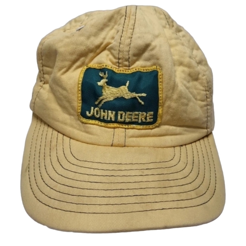 Vintage John Deere Patch Yellow Snapback Hat Cap Size M/L